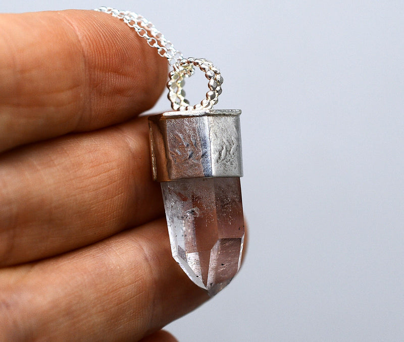 Handmade Brandberg Quartz Sterling Silver Crystal Pendant