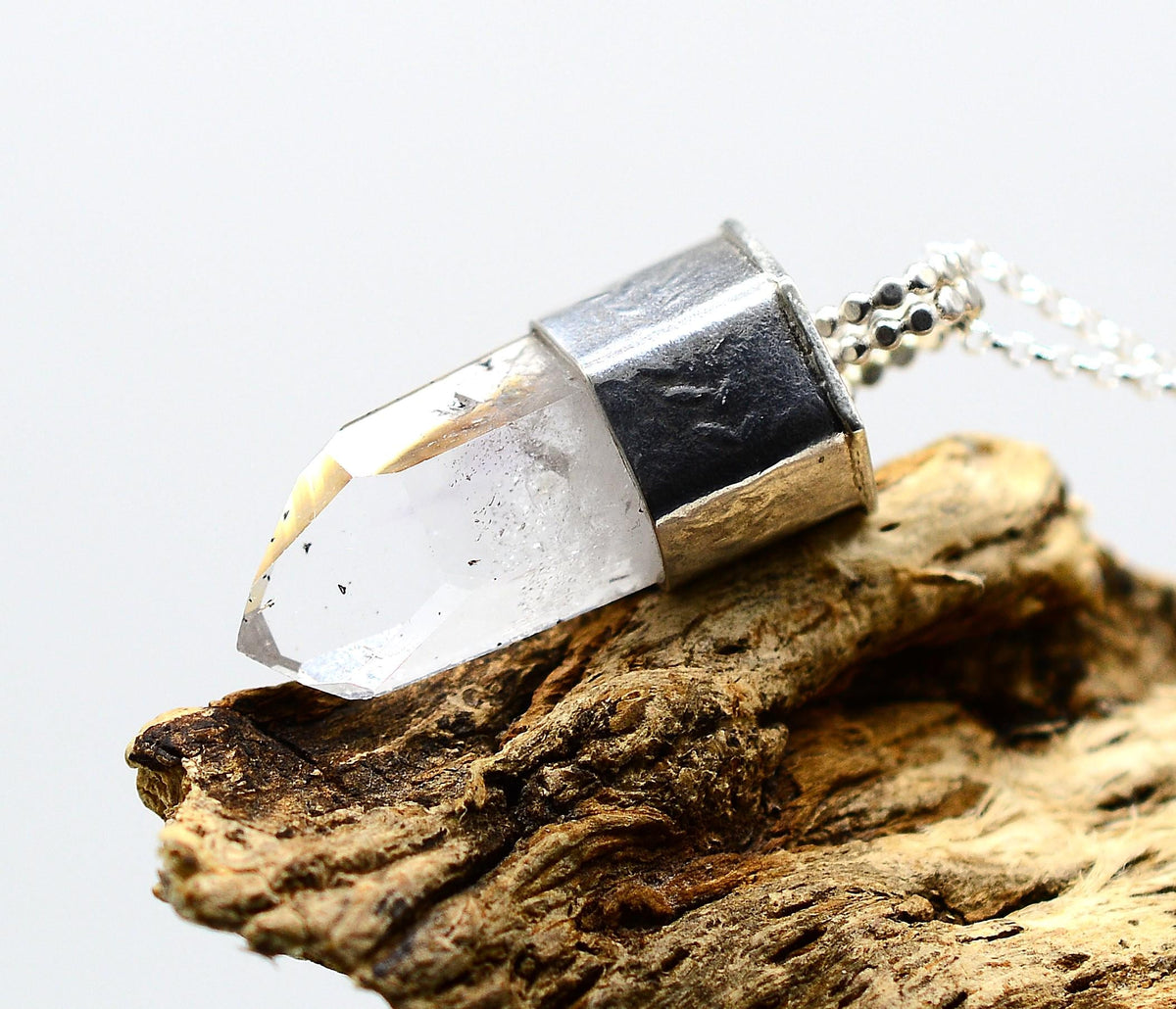 Handmade Brandberg Quartz Sterling Silver Crystal Pendant