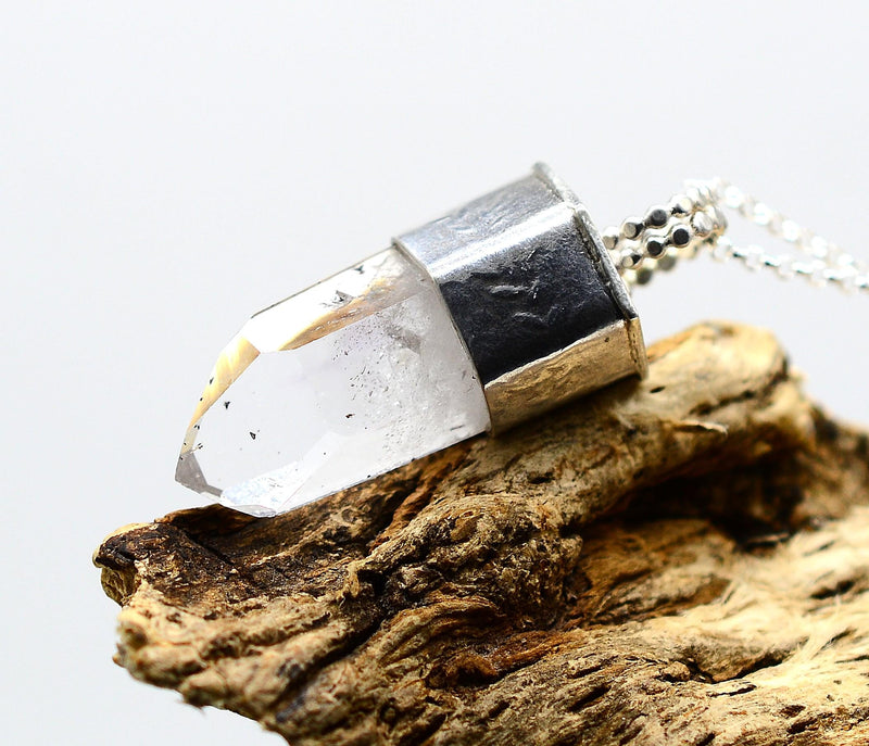 Handmade Brandberg Quartz Sterling Silver Crystal Pendant
