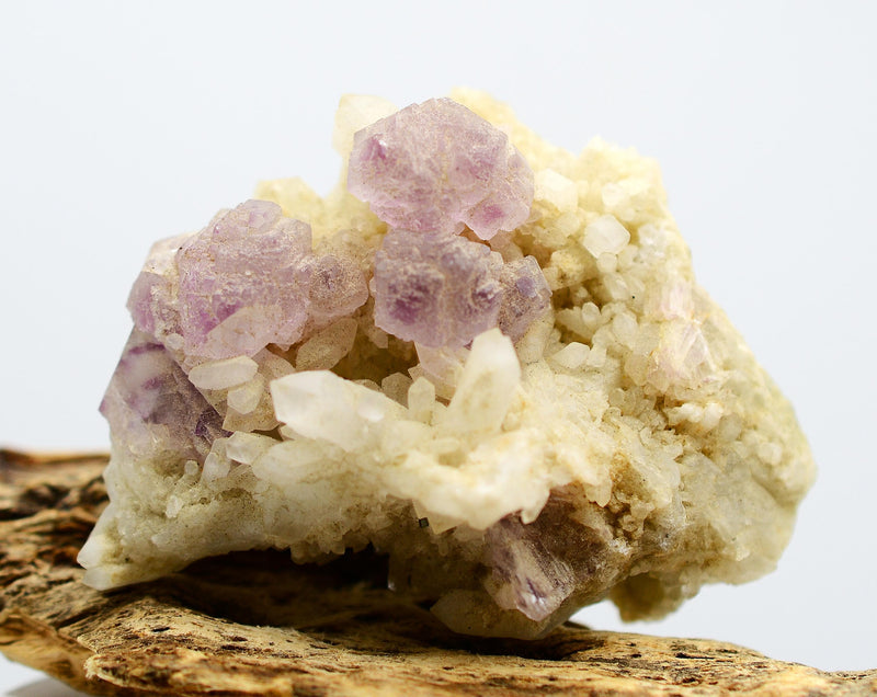 Purple Fluorite Crystals on Quartz Cluster