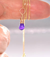 Amethyst Wire Wrapped Gold Necklace