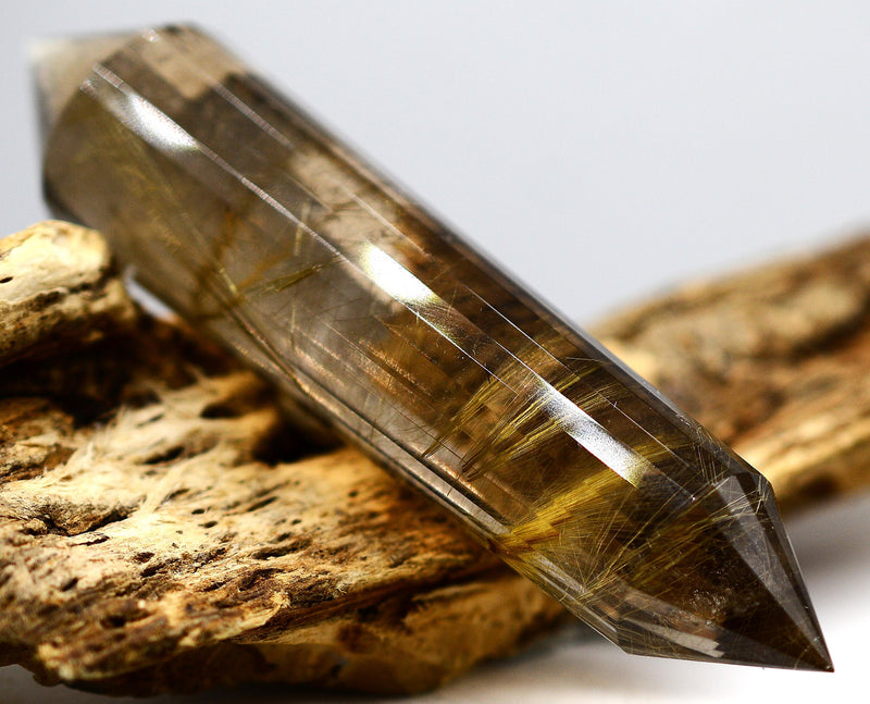 24 Sided Himalayan Rutilated Smoky Quartz Vogel Wand