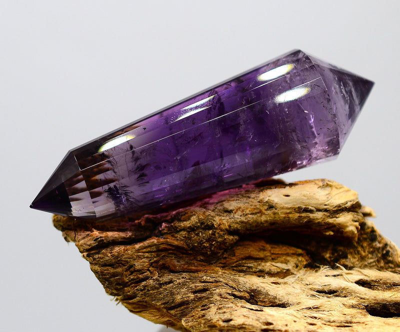 24-Sided Amethyst & Smoky Quartz Vogel Wand