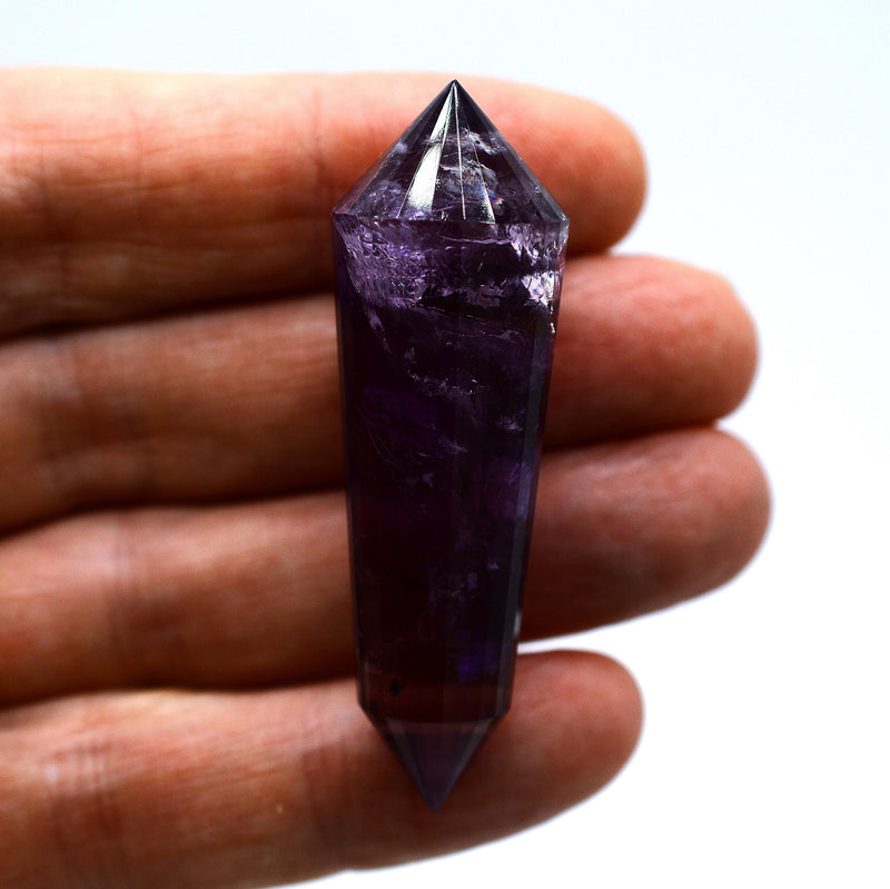 24-Sided Amethyst & Smoky Quartz Vogel Wand