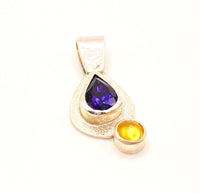 Handmade Amethyst and Citrine Sterling Silver Pendant
