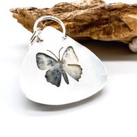 Dendritic Opal Silver and Gold Butterfly Pendant