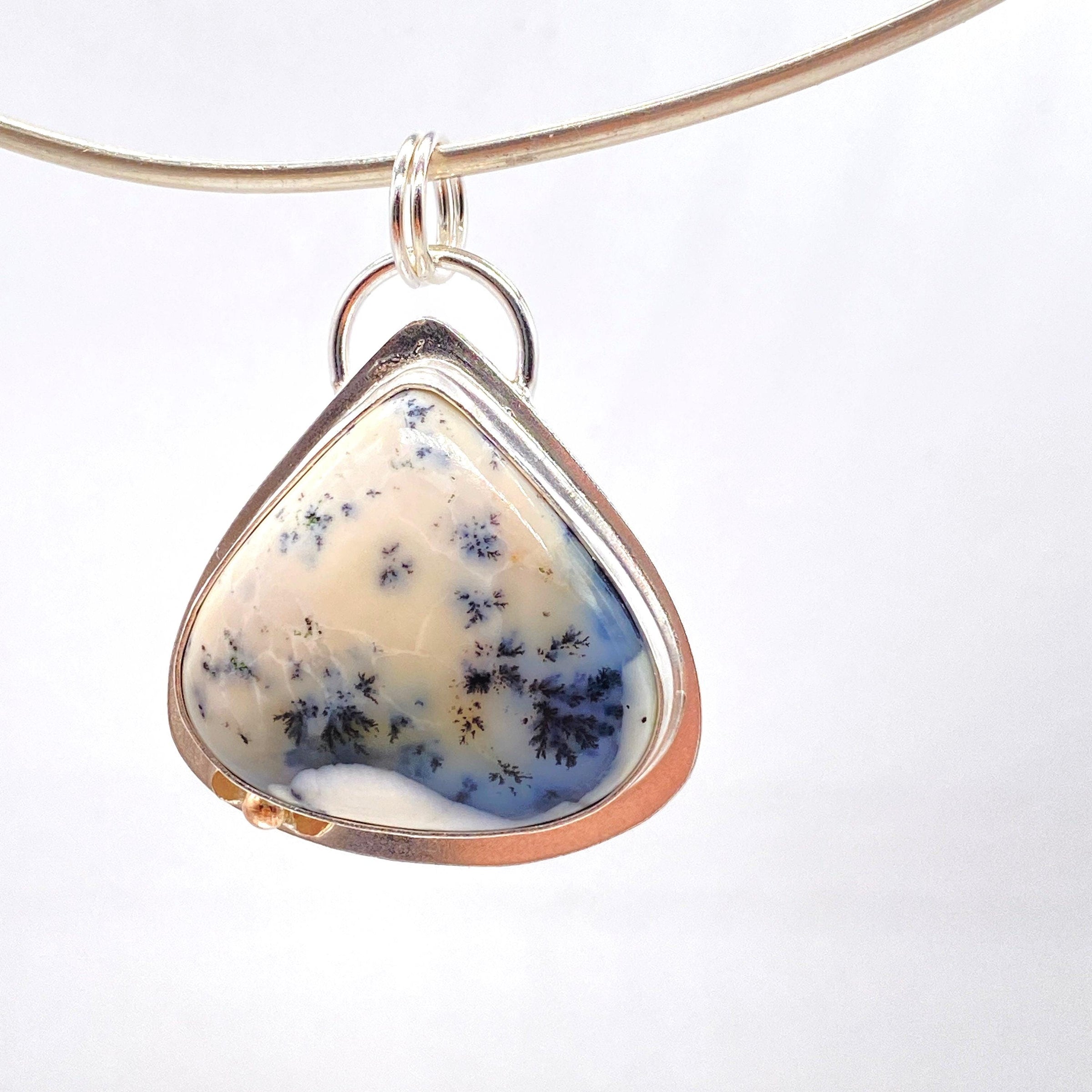 Opal Silver and Gold Butterfly Pendant