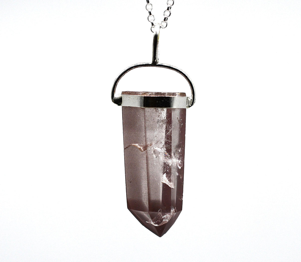 Lithium Quartz Phantom Silver Pendant