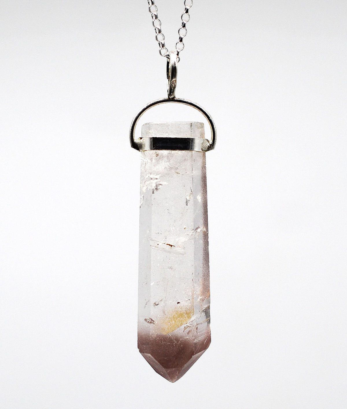 Lithium Quartz Phantom Silver Pendant