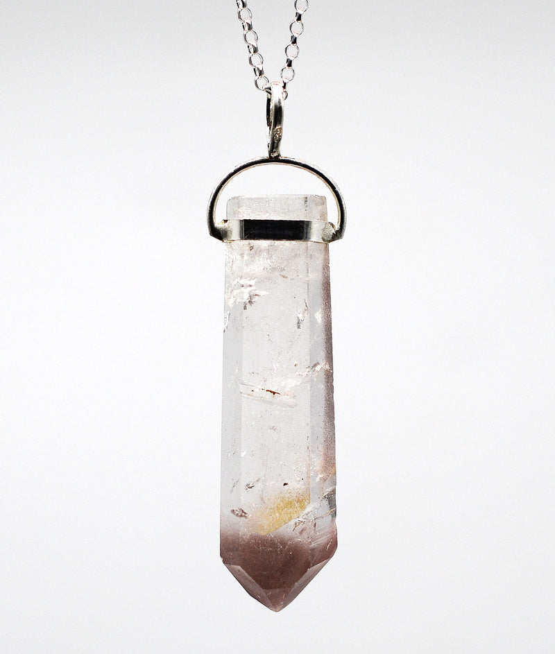 Lithium Quartz Phantom Silver Pendant