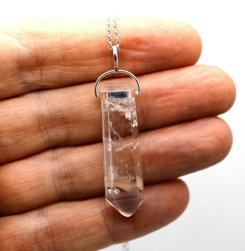 Lithium Quartz Phantom Silver Pendant