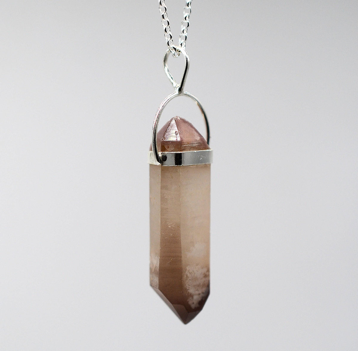 Lithium Quartz DT Phantom Silver Pendant