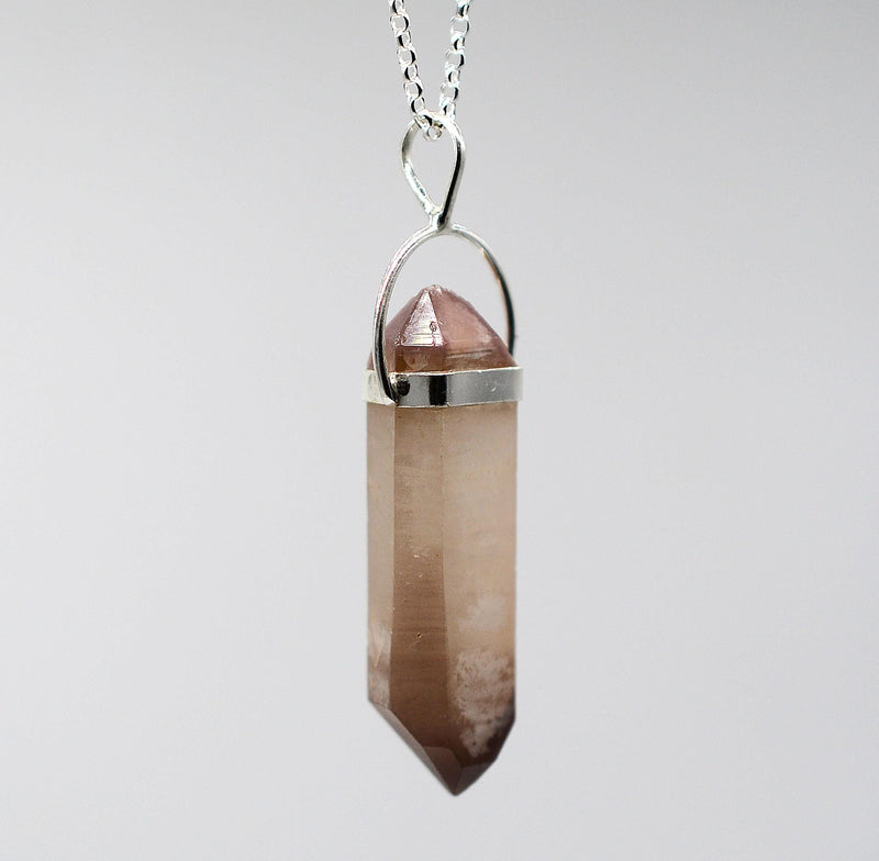Lithium Quartz DT Phantom Silver Pendant