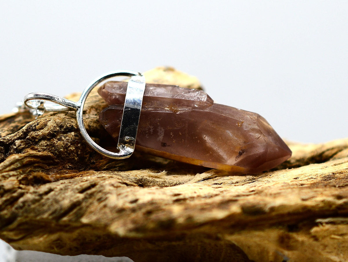 Lithium Quartz DT Phantom Silver Pendant