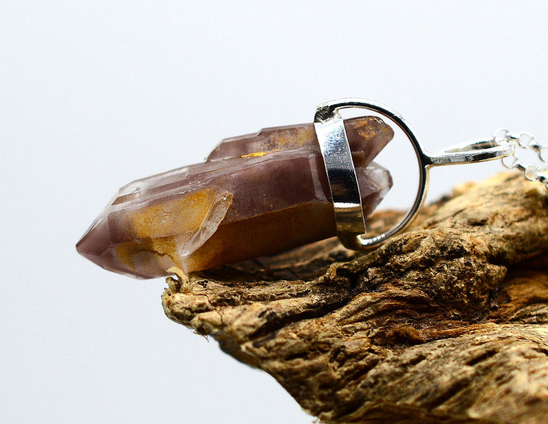 Lithium Quartz DT Phantom Silver Pendant