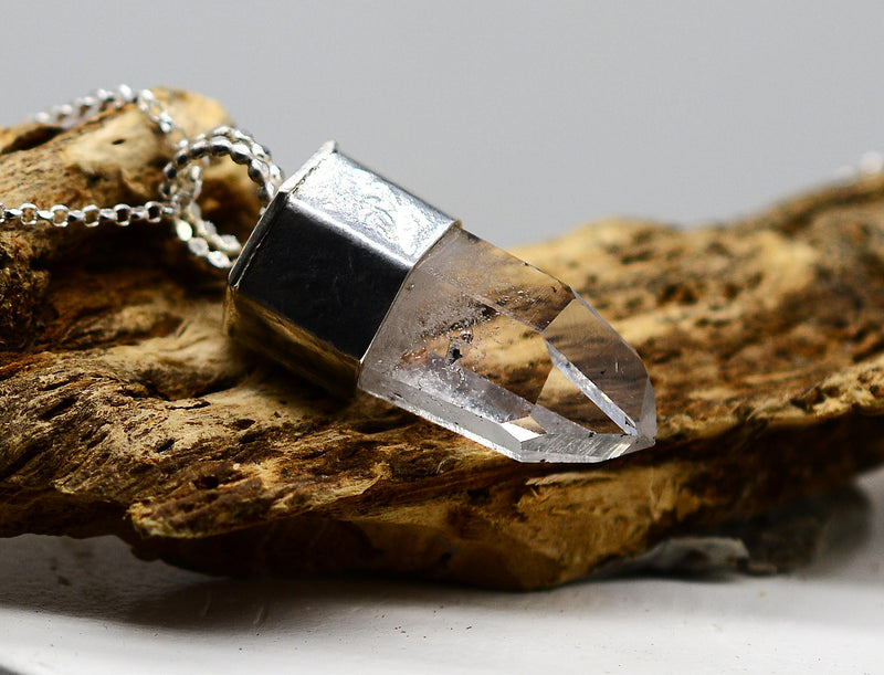 Handmade Brandberg Quartz Sterling Silver Crystal Pendant