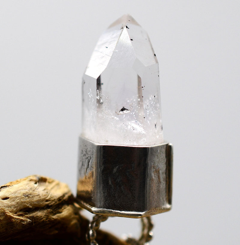 Handmade Brandberg Quartz Sterling Silver Crystal Pendant