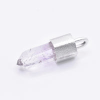 Handmade Brandberg Quartz Hammered Sterling Silver Pendant