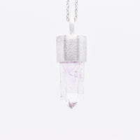 Handmade Brandberg Quartz Hammered Sterling Silver Pendant