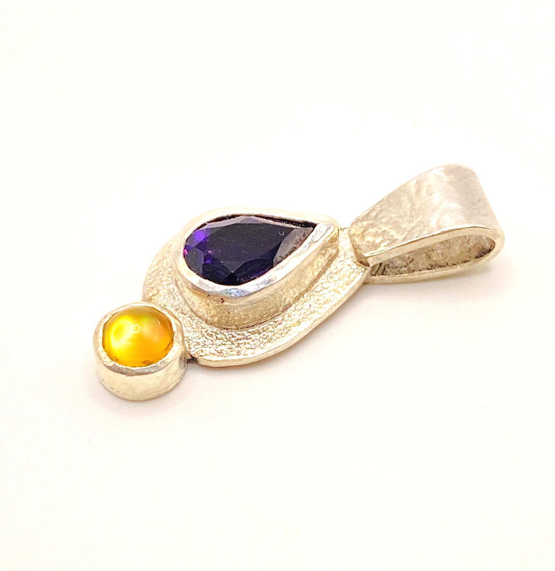 Handmade Amethyst and Citrine Sterling Silver Pendant