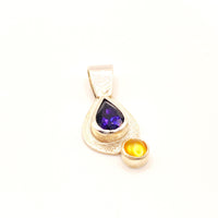 Handmade Amethyst and Citrine Sterling Silver Pendant