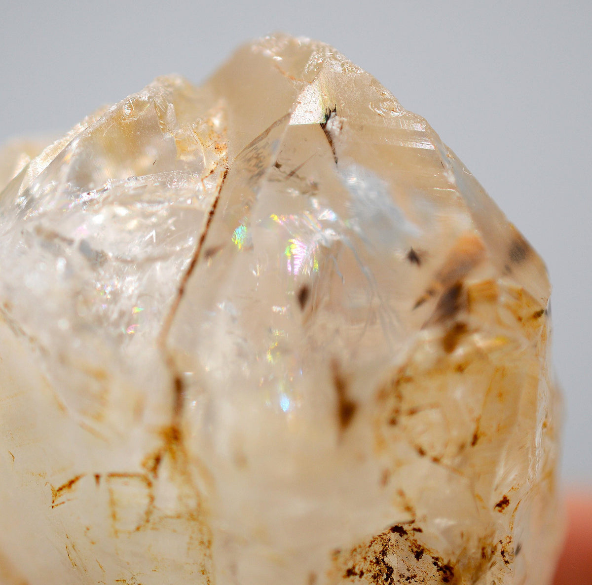 Quartz Rainbow Crystal with Goethite