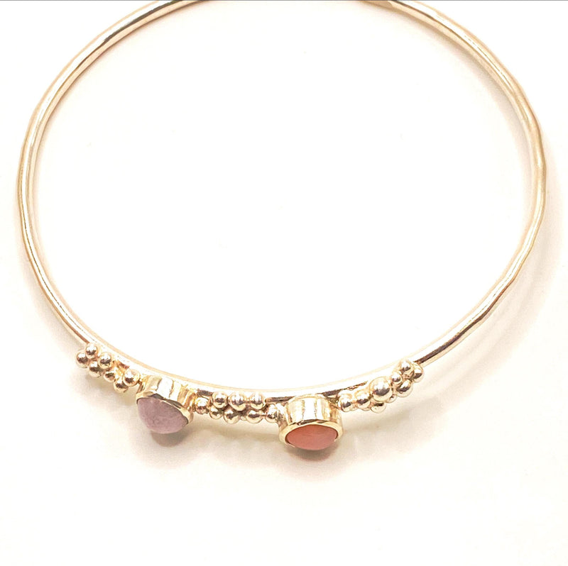 Lilac Jadeite and Opal Silver Bangle