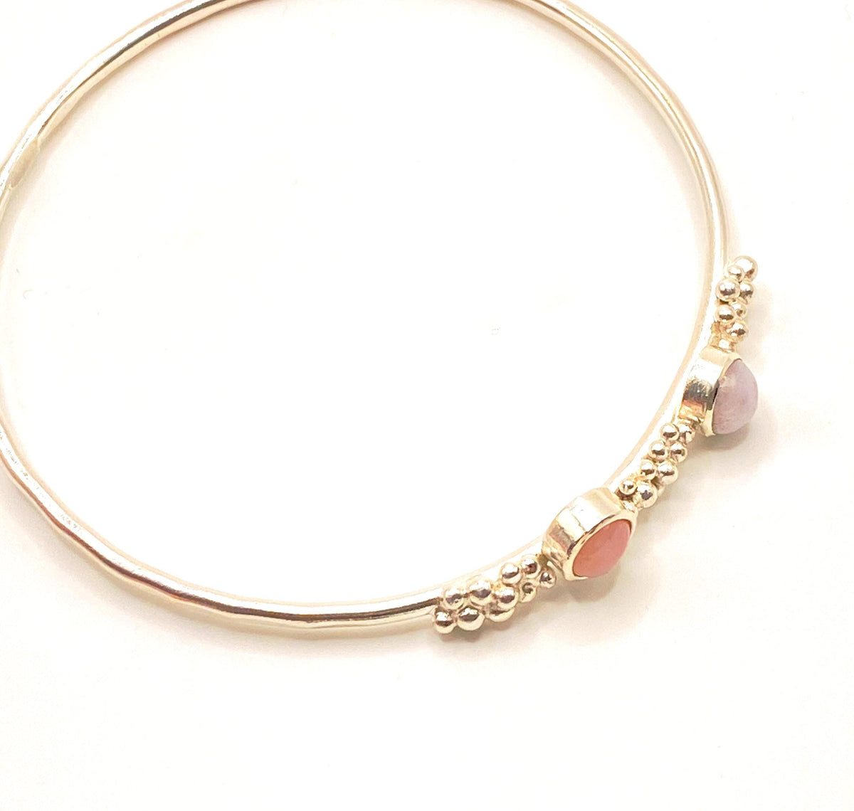 Lilac Jadeite and Opal Silver Bangle