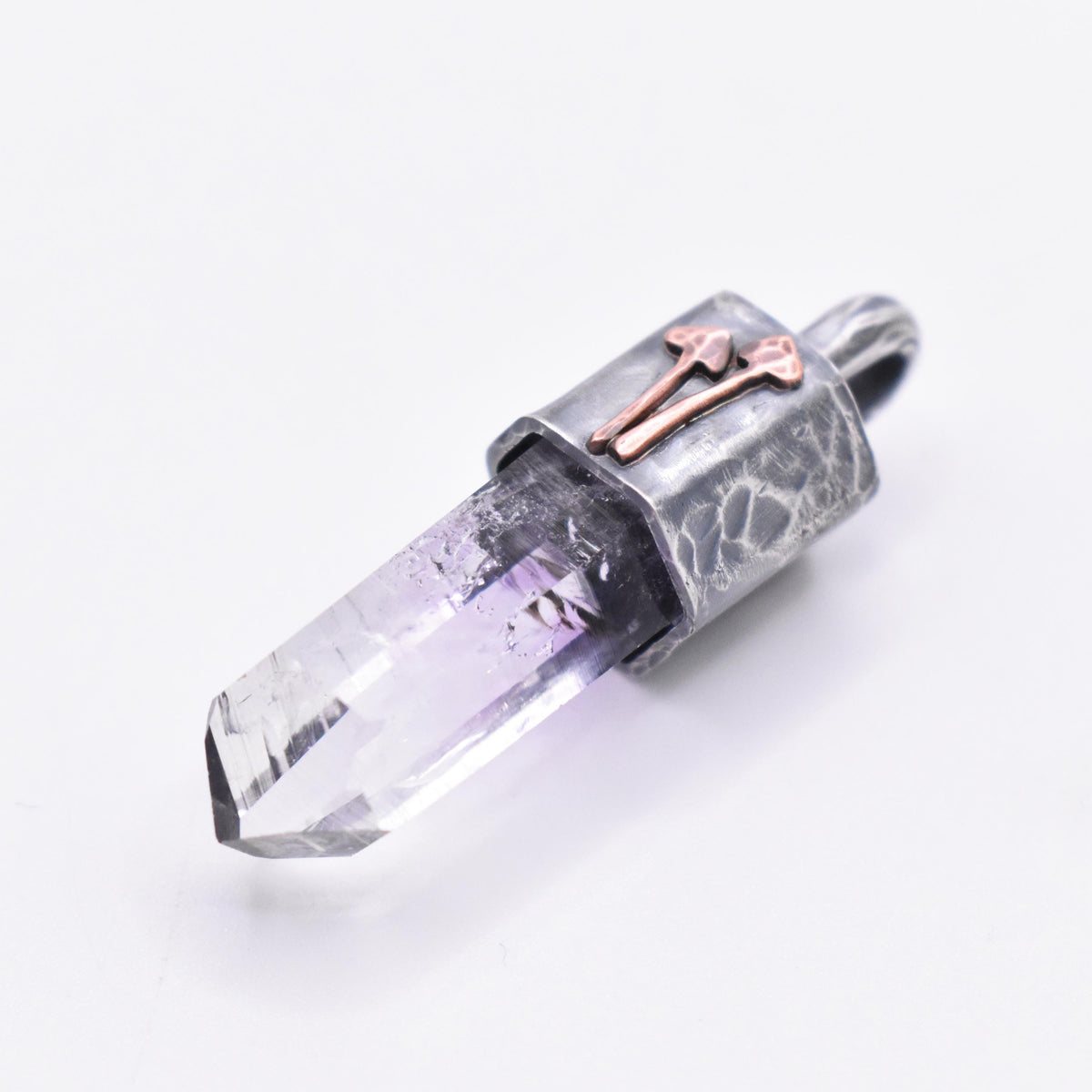 Handmade Brandberg Oxidised Sterling Silver and Copper Mushroom Pendant