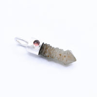 Handmade Mongolian Green Sceptre Generator Quartz and Pink Tourmaline Sterling Silver Pendant