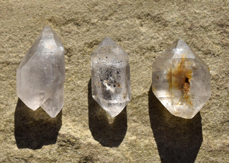Tibetan Quartz Double Terminated Crystals x 3: Ethically Mined in Tibet, 30mm+