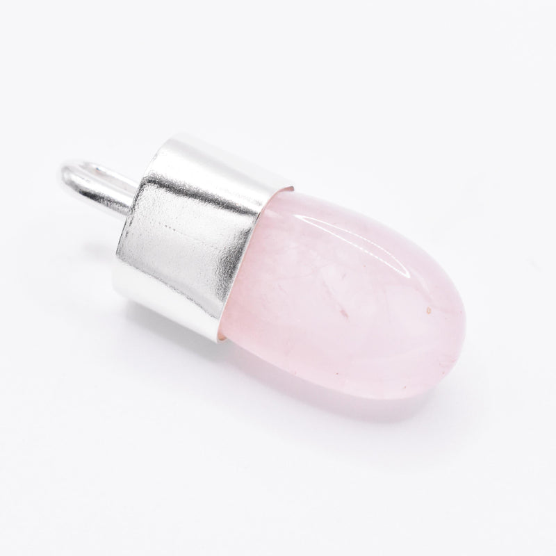 Handmade Rose Quartz and Green Aventurine Sterling Silver Pendant