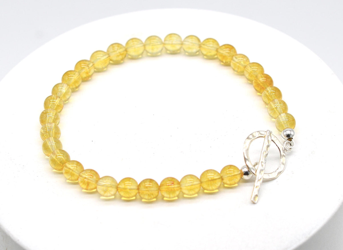 Citrine Bracelet with Handmade Silver Fastener