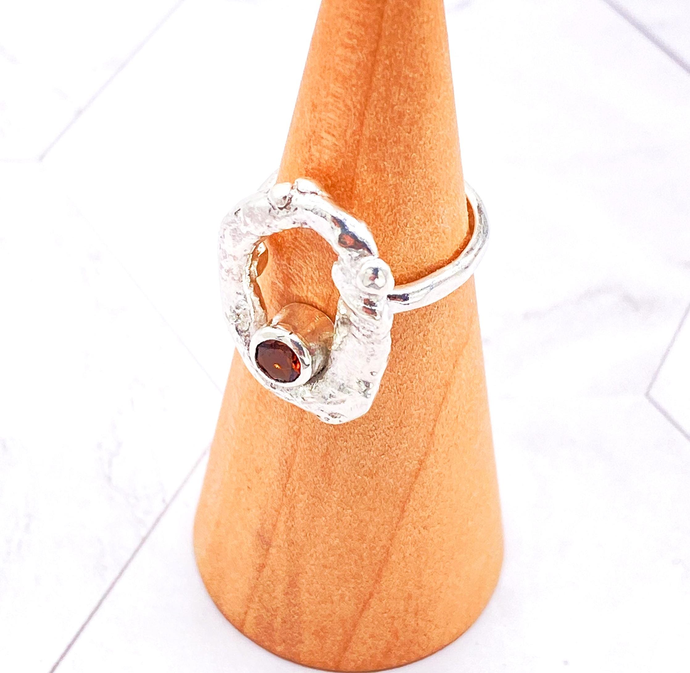Orange Tourmaline Sterling Silver Ring Handmade