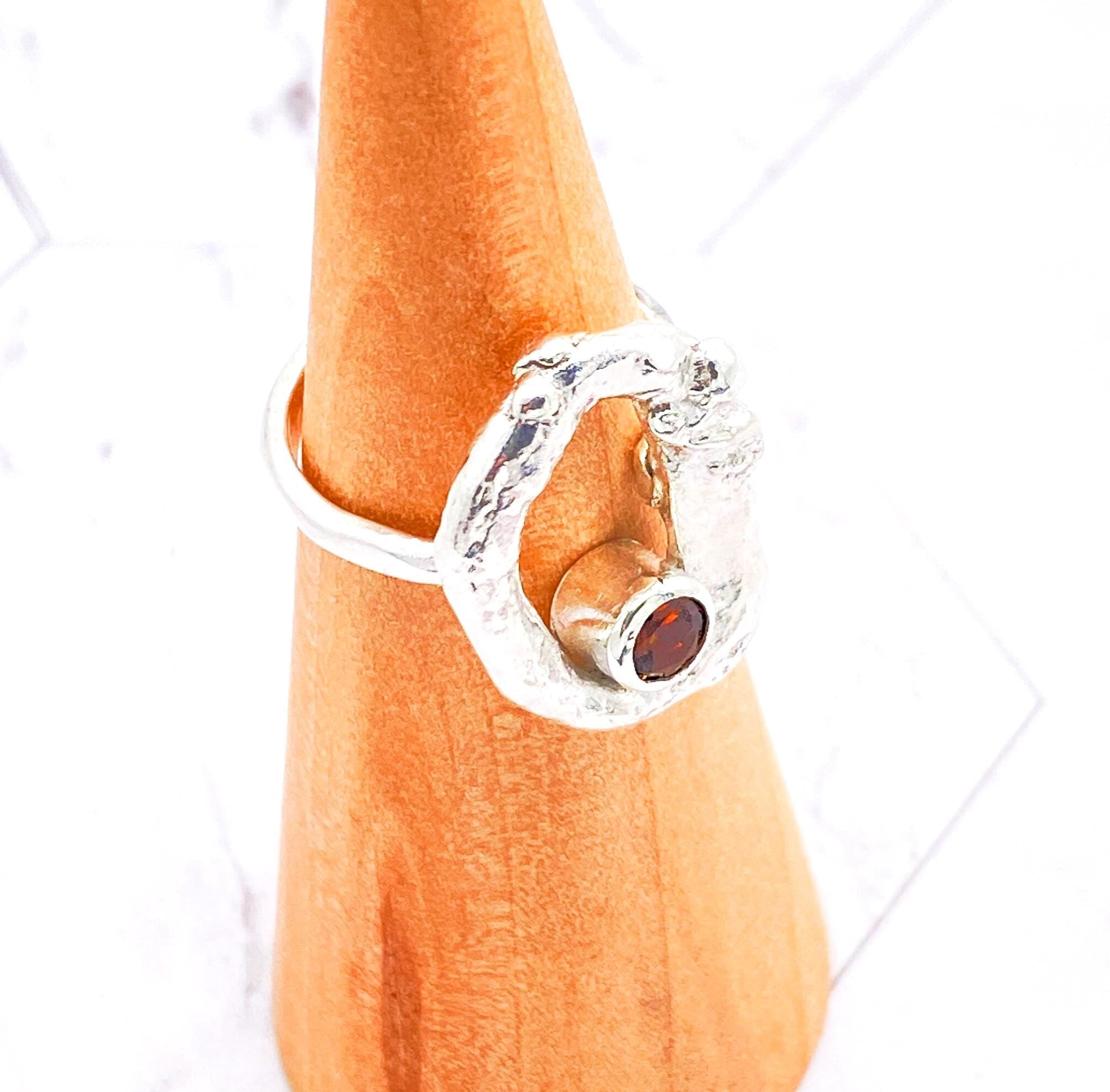 Orange Tourmaline Sterling Silver Ring Handmade