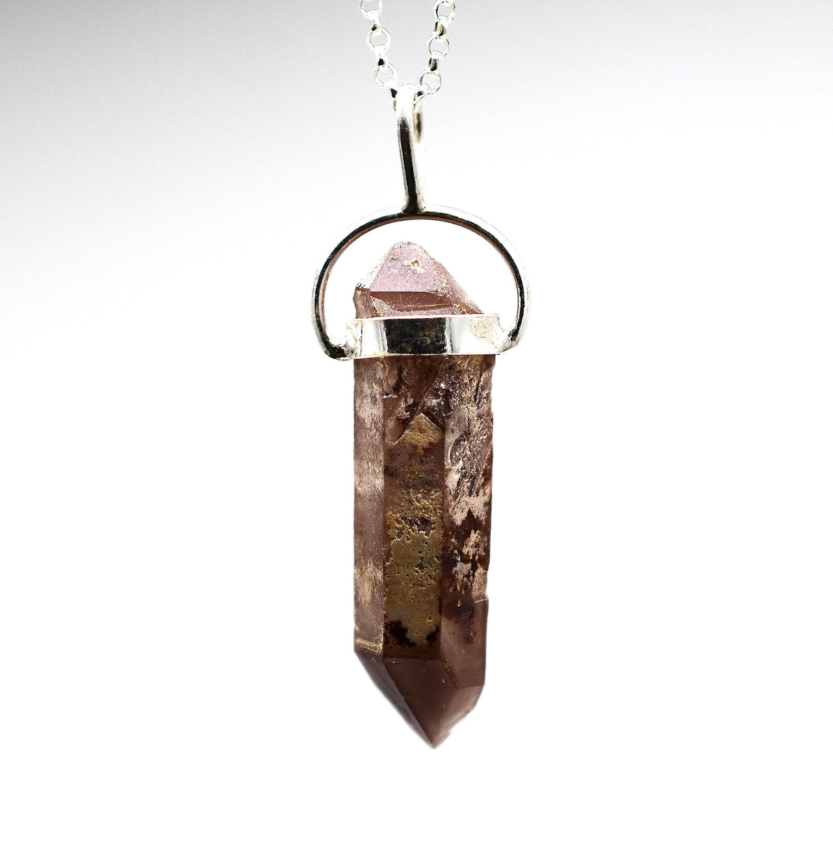 Lithium Quartz DT Phantom Silver Pendant