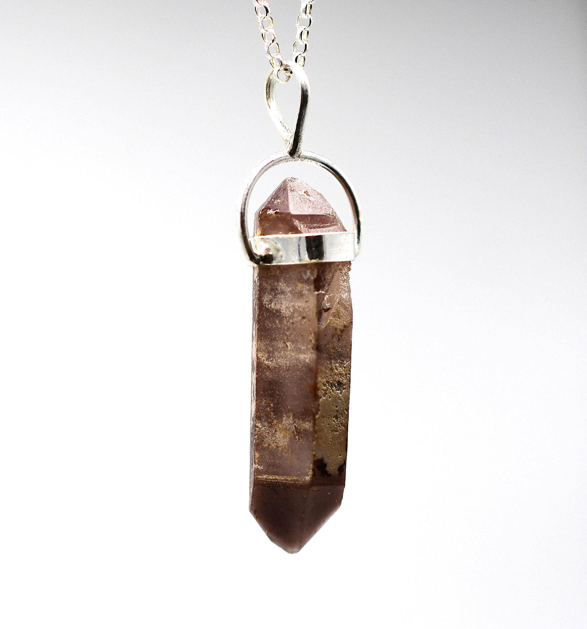 Lithium Quartz DT Phantom Silver Pendant
