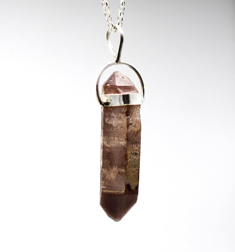 Lithium Quartz DT Phantom Silver Pendant