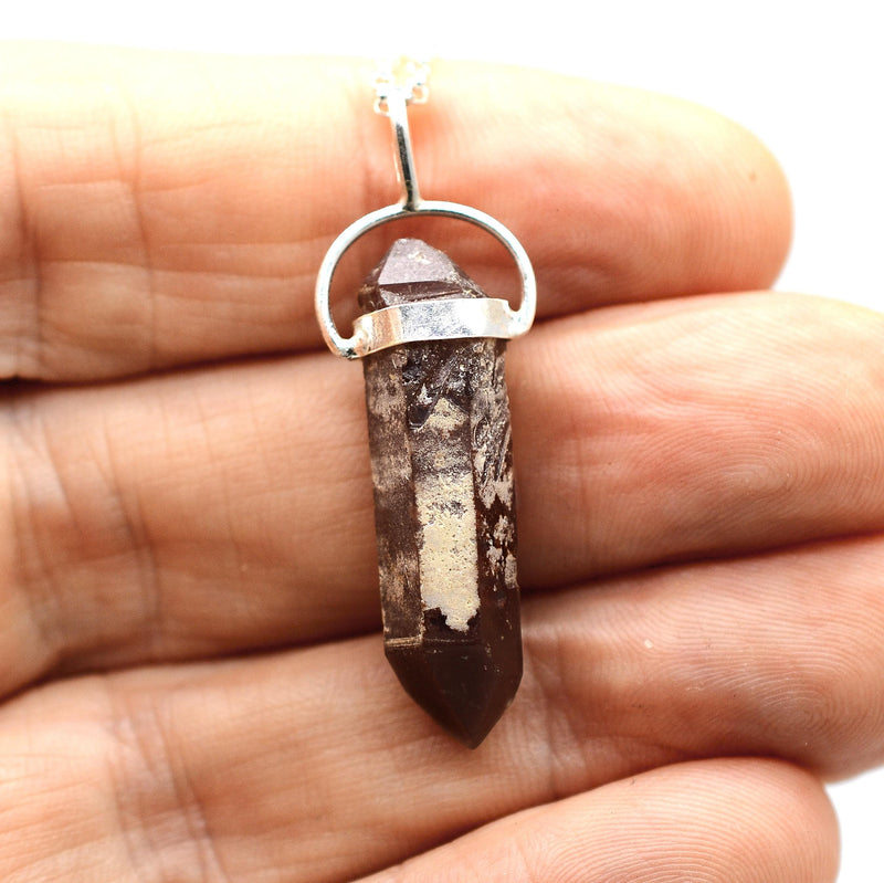 Lithium Quartz DT Phantom Silver Pendant