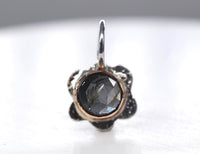 Blue Tourmaline Silver & Gold Pendant ~ Handmade Jewellery