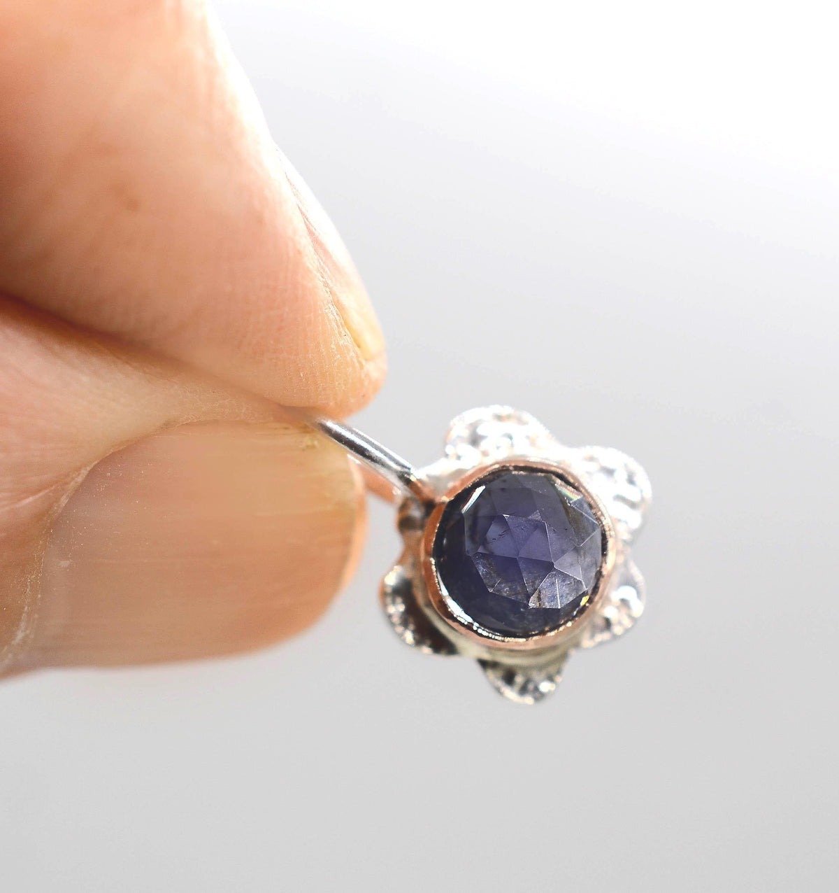 Blue Tourmaline Silver & Gold Pendant ~ Handmade Jewellery