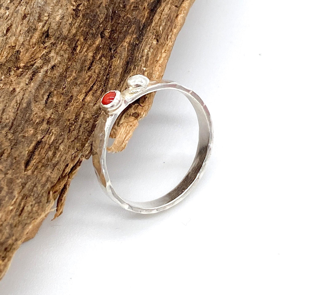 Handmade Sterling Silver Red Coral Ring: Ethically Sourced Natural Coral