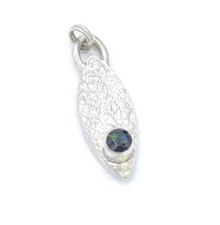 Handmade Chrome Diopside Pendant: Textured Silver Natural Gemstone Jewellery