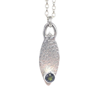 Handmade Chrome Diopside Pendant: Textured Silver Natural Gemstone Jewellery