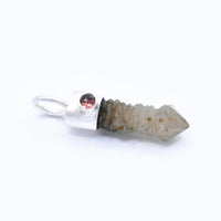 Handmade Mongolian Green Sceptre Generator Quartz and Pink Tourmaline Sterling Silver Pendant