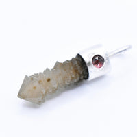 Handmade Mongolian Green Sceptre Generator Quartz and Pink Tourmaline Sterling Silver Pendant