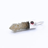 Handmade Mongolian Green Sceptre Generator Quartz and Pink Tourmaline Sterling Silver Pendant