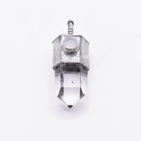 Handmade Brandberg Harlequin Quartz and White Moonstone Textured Sterling Silver Crystal Pendant