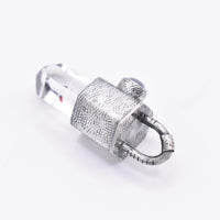 Handmade Brandberg Harlequin Quartz and White Moonstone Textured Sterling Silver Crystal Pendant