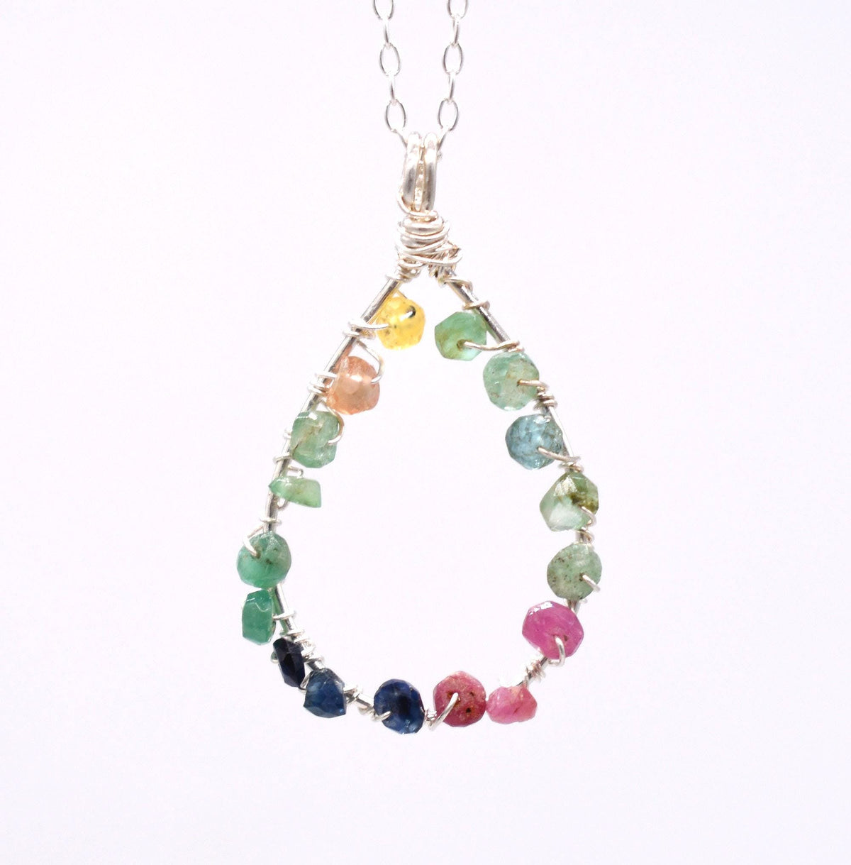 Multi-Coloured Tourmaline Sterling Necklace: Natural Gemstones on Silver